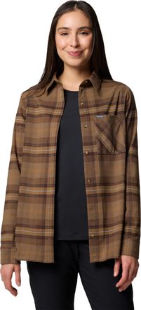 Columbia Womens Port Hope Peak Flannel Long Sleeve Shirt, Burro, XS
