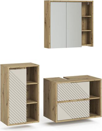 Vicco Conjunto De Muebles De Ba&ntilde;o De 3 Piezas Viola, Roble Artesanal, 3 Partes, Vicco