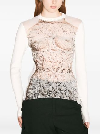 Jean Paul Gaultier graphic-print mesh top - Neutrals