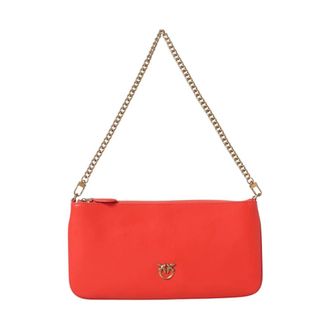 Pinko Chique Leren Schoudertas met Ketting - Dames - Handtassen - Oranje - ONE Size - Leer - Tassen