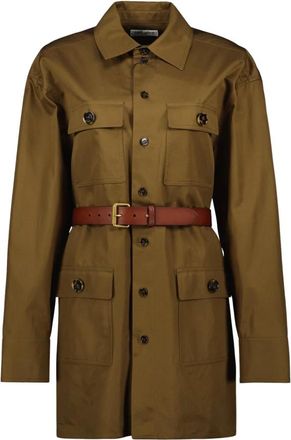Saint Laurent Bruine Khaki Overhemdjurk - Dames - Shirt Kleedjes - Bruin - M - Katoen - Kleedjes