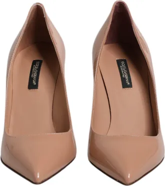Dolce & Gabbana Beige Patent Leather Stiletto Heel Pump Womens Shoes (Pre-Owned)