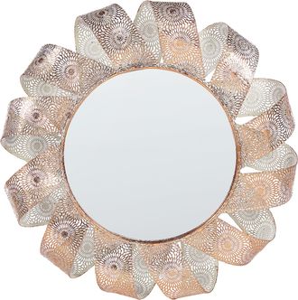 Beliani Beliani - Espejo De Pared Blanco Cobre 54 Cm Colgante Sala De Estar Dormitorio Mangalore