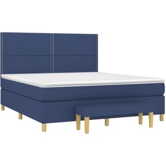 vidaXL Vidaxl - Cama Box Spring Con Colch&oacute;n Tela Azul 180x200 Cm