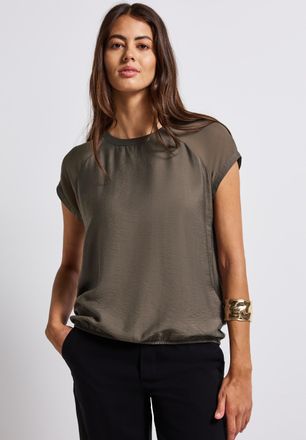 Street One Blusentop STREET ONE, Damen, Gr. 34, braun (nomad braun), Web, Obermaterial: 88% Viskose, 12% Polyamid, unifarben, l&auml;ssig geschnitten h&uuml;ftbedeckend, R