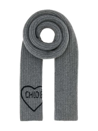Chlo&eacute; The Chlo&eacute; Encoeur heart-detail scarf - Grey