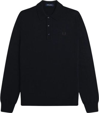 Fred Perry Polo van gebreide stof met lange mouwen - Heren - Polos - Blauw - S - Katoen - Tops