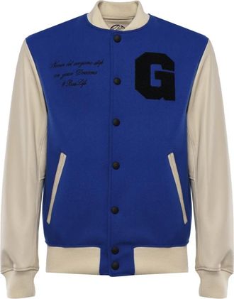 Giuliano Galiano Varsity Nappa Jacket - Heren - Bomber jackets - Blauw - L - Leer - Jassen