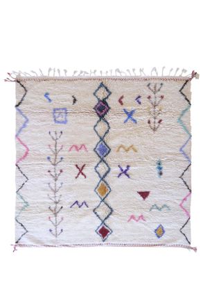 AFK Living Alfombra bereber marroqu&iacute; moderna de lana blanca 245 x 275 cm