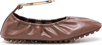 Fendi leather ballerina shoes - women - Calf Leather/Calf Leather/Calf Leather/Rubber - 36 - Brown