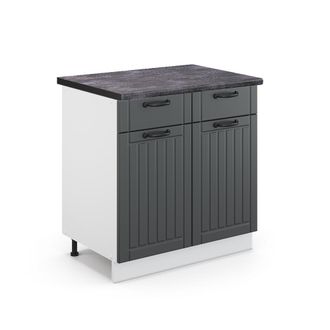 Vicco Mueble Bajo De Cocina Fame-line, Antracita Casa De Campo, 80 Cm, Et Antracita