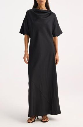 R&oacute;he Fluid Draped Silk Gown in Black at Nordstrom Rack, Size 4 Us / 36 Eu
