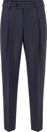 HUGO BOSS Mens Pillip Solid Patterned Slim Trousers in Dark Blue - Size 34W/32L