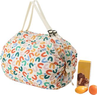 Generic Foldable Reusable Shopping Bags - Tear-Resistant Nylon Fabric | Large Waterproof Work Shoulder Handbag With Compartments | Eco-Friendly Grocery Tote S