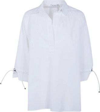 Max Mara Adorini Katoen Popeline Oversized Overhemd - Dames - Overhemden - Wit - XS - Katoen - Overhemden