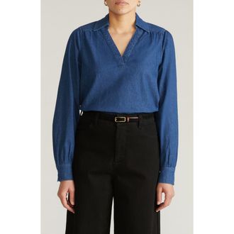 Universal Standard Maisie Chambray Top in Vintage Indigo Blue at Nordstrom, Size Xs