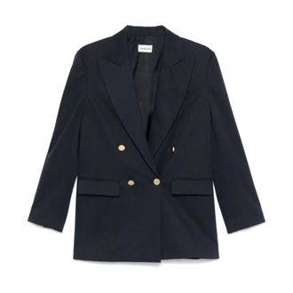 P.A.R.O.S.H. P.a.r.o.s.h., Jassen, Dames, Blauw, S, Katoen, Blauw Getextureerd Double-Breasted Jasje