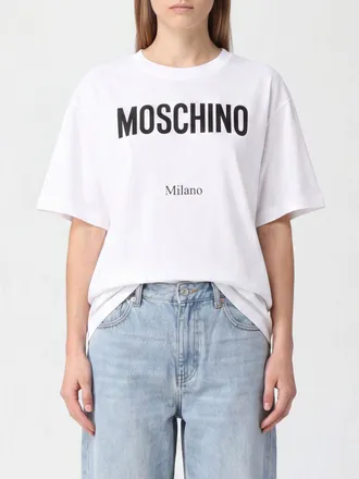 Moschino Contrasting Logo Cotton T-shirt with Dropped Shoulders