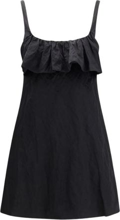 Chlo&eacute; Katoenen Casual Jurk met Elegant Design - Dames - Korte kleedjes - Zwart - 3XS - Katoen - Kleedjes