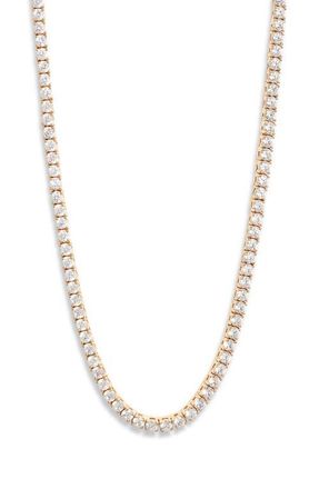 Nordstrom 3mm Cubic Zirconia Tennis Necklace in Clear- Gold at Nordstrom