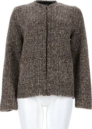 Fabiana Filippi Textured Tweed Jacket with Round Neckline and Zip Closure