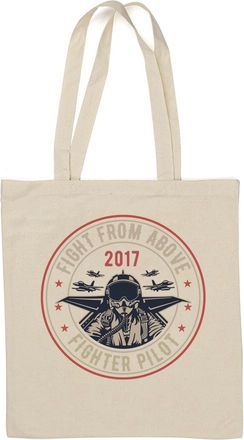 Generic Fight From Above Fighter Pilot 2017 Natural Cotton Tote Bag White