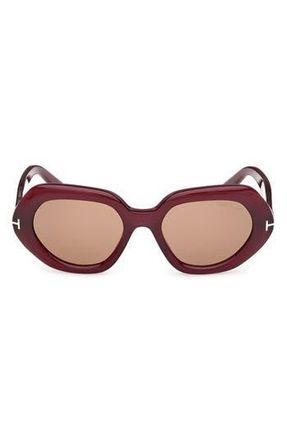 Tom Ford 51mm Geometric Sunglasses in Shiny Violet /Brown at Nordstrom Rack