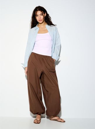 Jack & Jones Womens Sara poplin elastic ankle barrel-leg pant