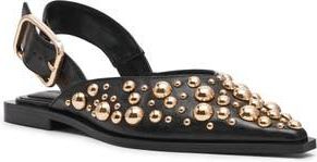 Steve Madden Shay Pointed Toe Slingback Flat in Black Studded at Nordstrom Rack, Size 5.5