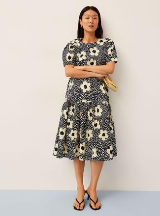 Icone Womens Tiered floral-print poplin midi dress