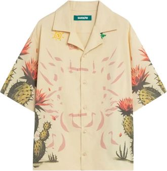 Barrow Camicia met print- korte mouwen en kraag - Heren - Korte mouwen Overhemden - Beige - S - Overhemden
