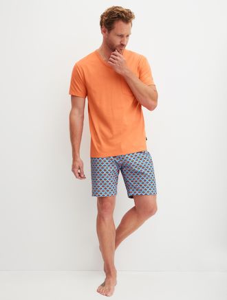 CALIDA Shorty CALIDA Relax Imprint 4, Damen, Gr. XXL (58/60), juicy orange, Single Jersey, Obermaterial: 100% Baumwolle, bequem kurz, V-Ausschnitt, Homewear-