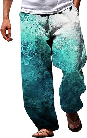 Generic Mens Linen Trousers with Drawstring, Lightweight Summer Trousers, Mens Casual Trousers, Long for Men, Beach Trousers, Holiday, Everyday Leisure Trouse