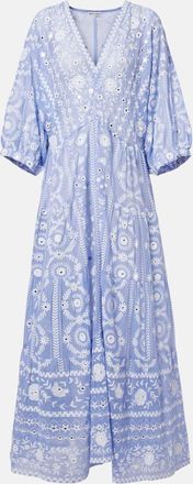 Juliet Dunn Sequined floral cotton maxi dress