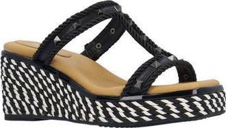 J. Rene&eacute; Tavelle Platform Wedge Sandal in Black/White at Nordstrom, Size 10.5
