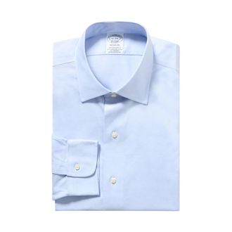 Brooks Brothers Regular Fit Non-Iron Stretch Pinpoint Overhemd met Ainsley Kraag - Heren - Zakelijke Overhemden - Blauw - XL - Katoen - Overhemden