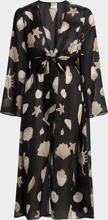 Milly Vince Seashell-Print Cover-Up Midi Dress