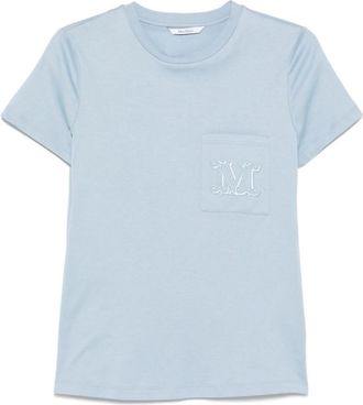 Max Mara Light Blue Logo Cotton T-shirt