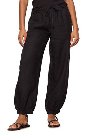 Sanctuary Melody Drawstring Linen Balloon Pants in Black at Nordstrom, Size Small