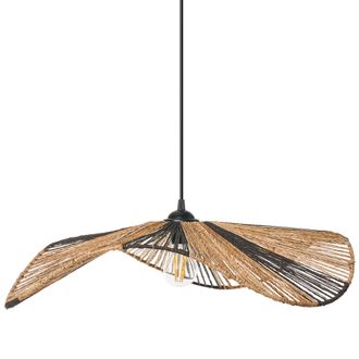 Beliani L&aacute;mpara Colgante De Yute Estilo Boho Bombilla Abierta Tejida A Mano Sal&oacute;n Comedor Natural Cibuco