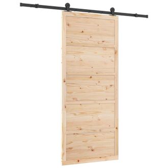 vidaXL Puerta Corredera Natural 100 X 208 Cm Madera De Pino Maciza Vidaxl