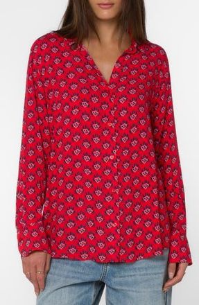 Velvet Heart Elena Button-Up Shirt in Red Abstract Leaf at Nordstrom Rack, Size X-Large