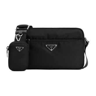 Prada Cross Body Bags, female, Black, Size: ONE SIZE Re-Nylon Shoulder Bag