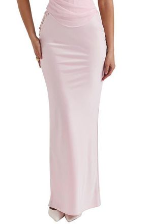 House of CB Giuliana Stretch Satin Maxi Skirt in Pinkesque at Nordstrom, Size X-Large