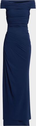 La Petite Robe Di Chiara Boni Ruched Off-Shoulder Column Gown