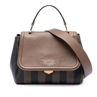 Fendi Pre-owned Fendi Pequin Coated Canvas and Leather Silvana Satchel Ladies Y60APVJLMD84RUFB