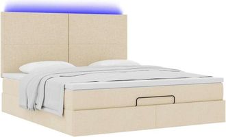 vidaXL Estructura De Cama Otomana Con Colch&oacute;n Tela Crema 160x200cm Vidaxl