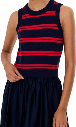 French Connection Padma Fine Knit Striped Vest In Hester Stripe Royal Blue