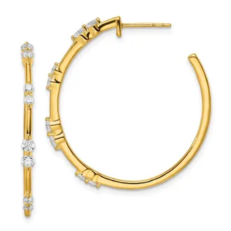 Diamond2Deal 14k Gold 5/8 ct Lab Grown Diamond Hoop Earrings VS Clarity, D-E Color