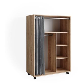 Vicco Armario De Ropa Doros, Sonoma, 100 X 146.6 Cm Abierto, Con Ruedas Vicco